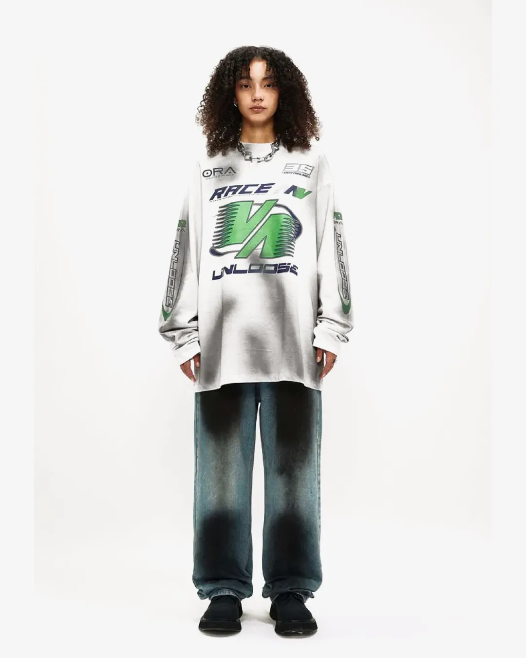 Unloose Dirt Track Racing Graphic Long Sleeve T-Shirt
