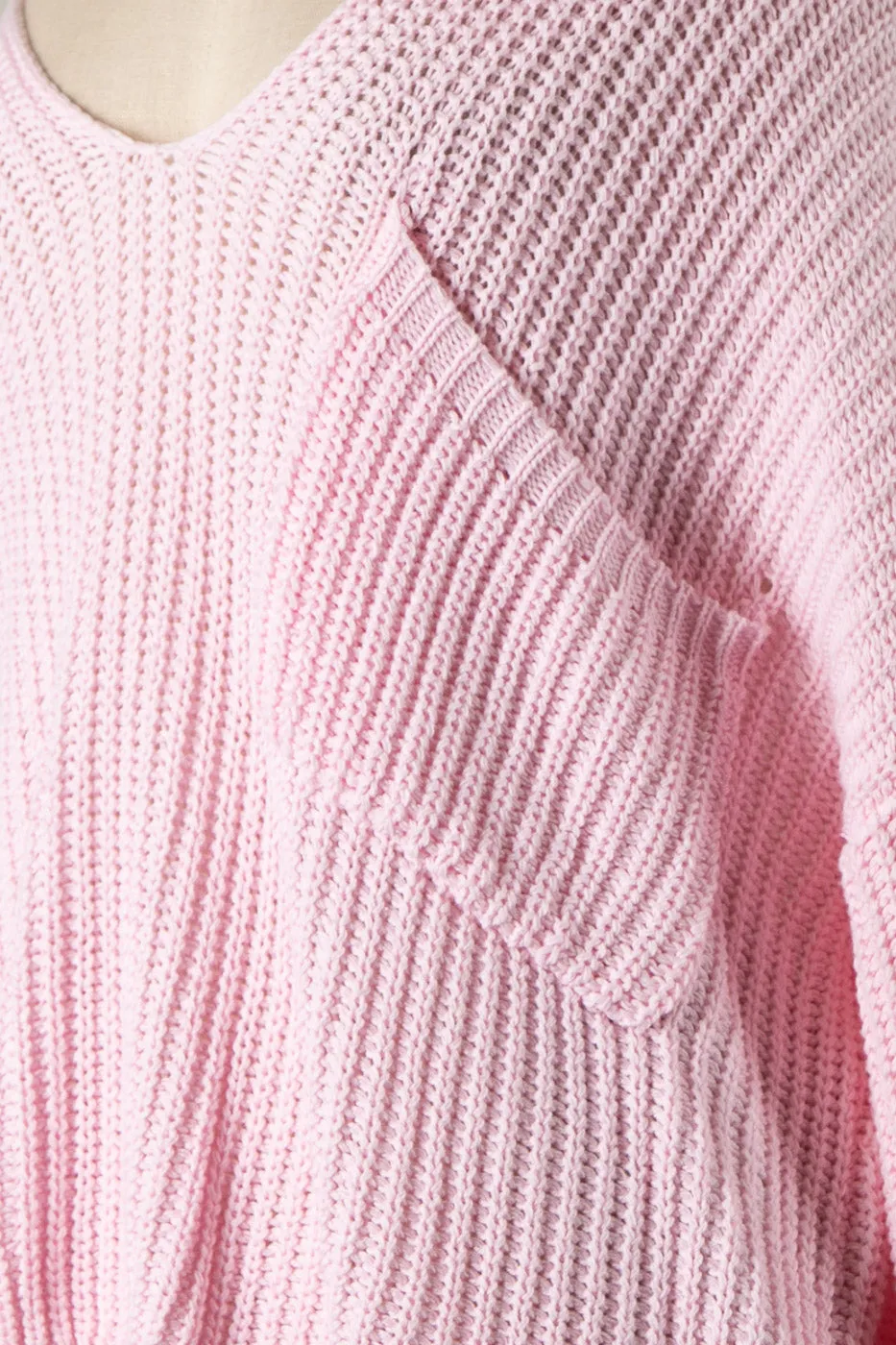 V NECK CABLE KNIT OVERSIZED SWEATER 1 PACK