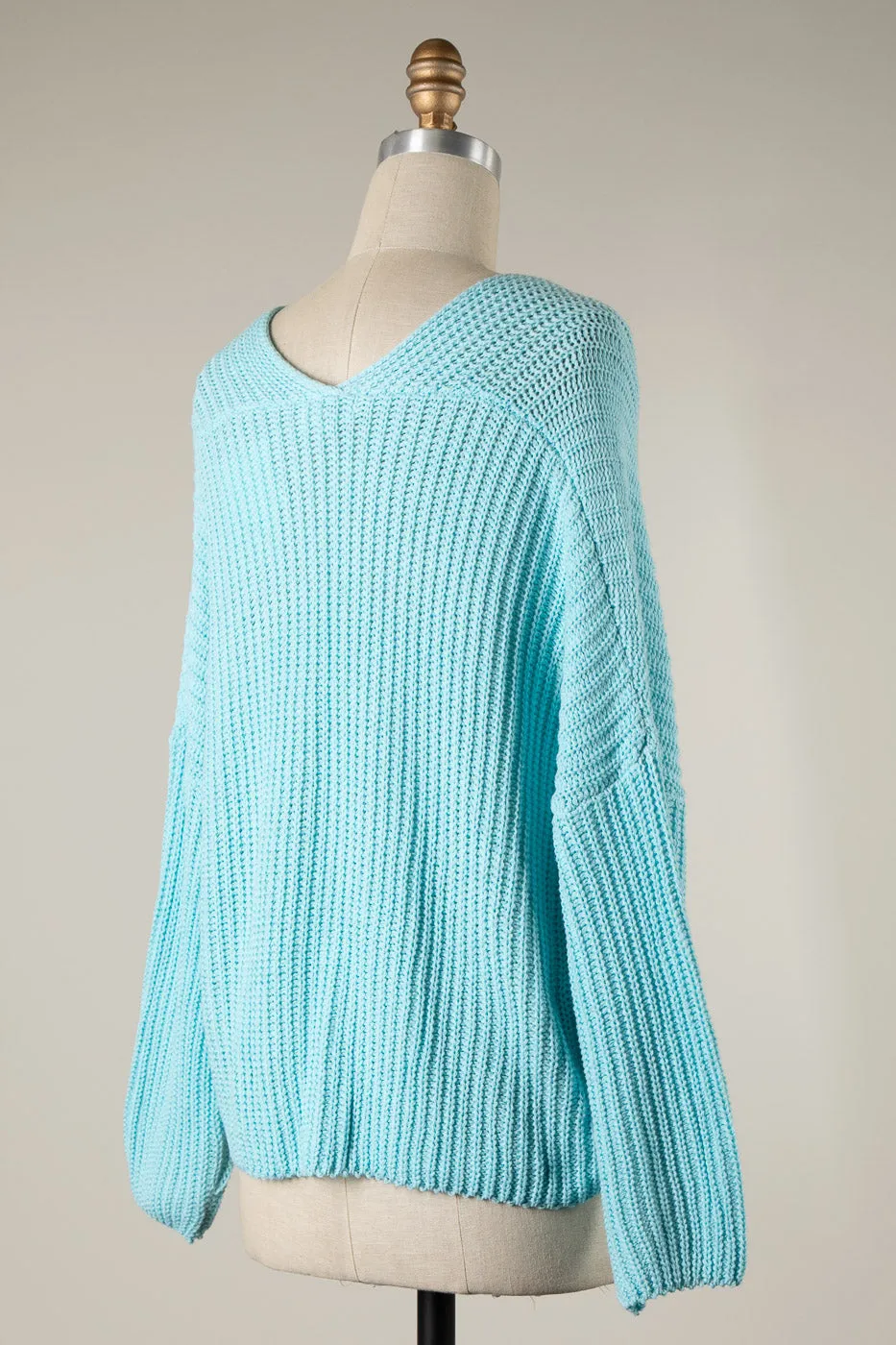 V NECK CABLE KNIT OVERSIZED SWEATER 1 PACK