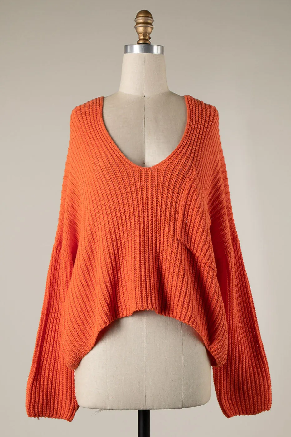 V NECK CABLE KNIT OVERSIZED SWEATER 1 PACK
