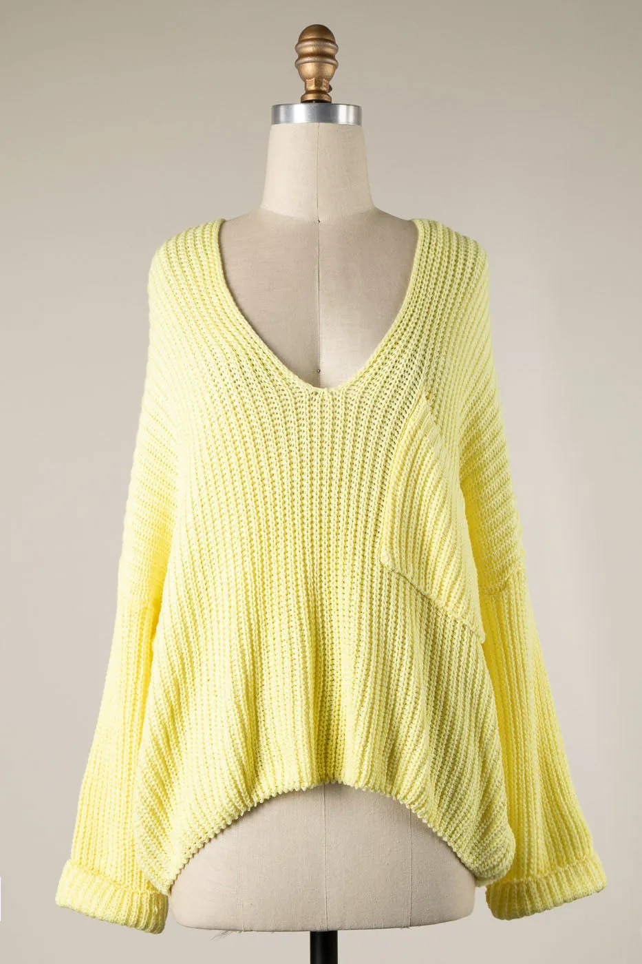 V NECK CABLE KNIT OVERSIZED SWEATER 1 PACK