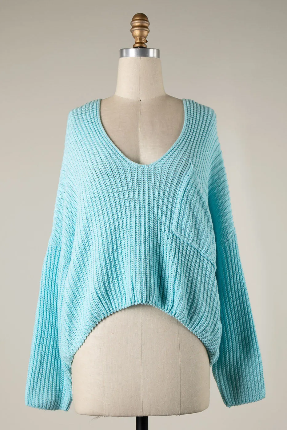 V NECK CABLE KNIT OVERSIZED SWEATER 1 PACK
