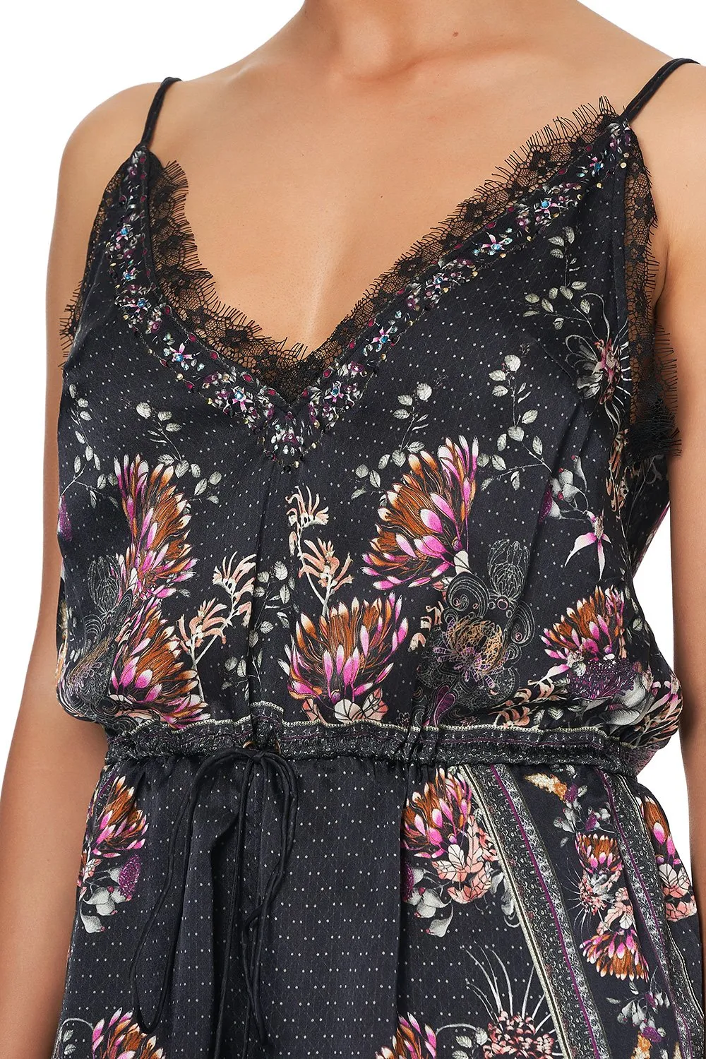 V-Neck Lace Playsuit- Restless Nights