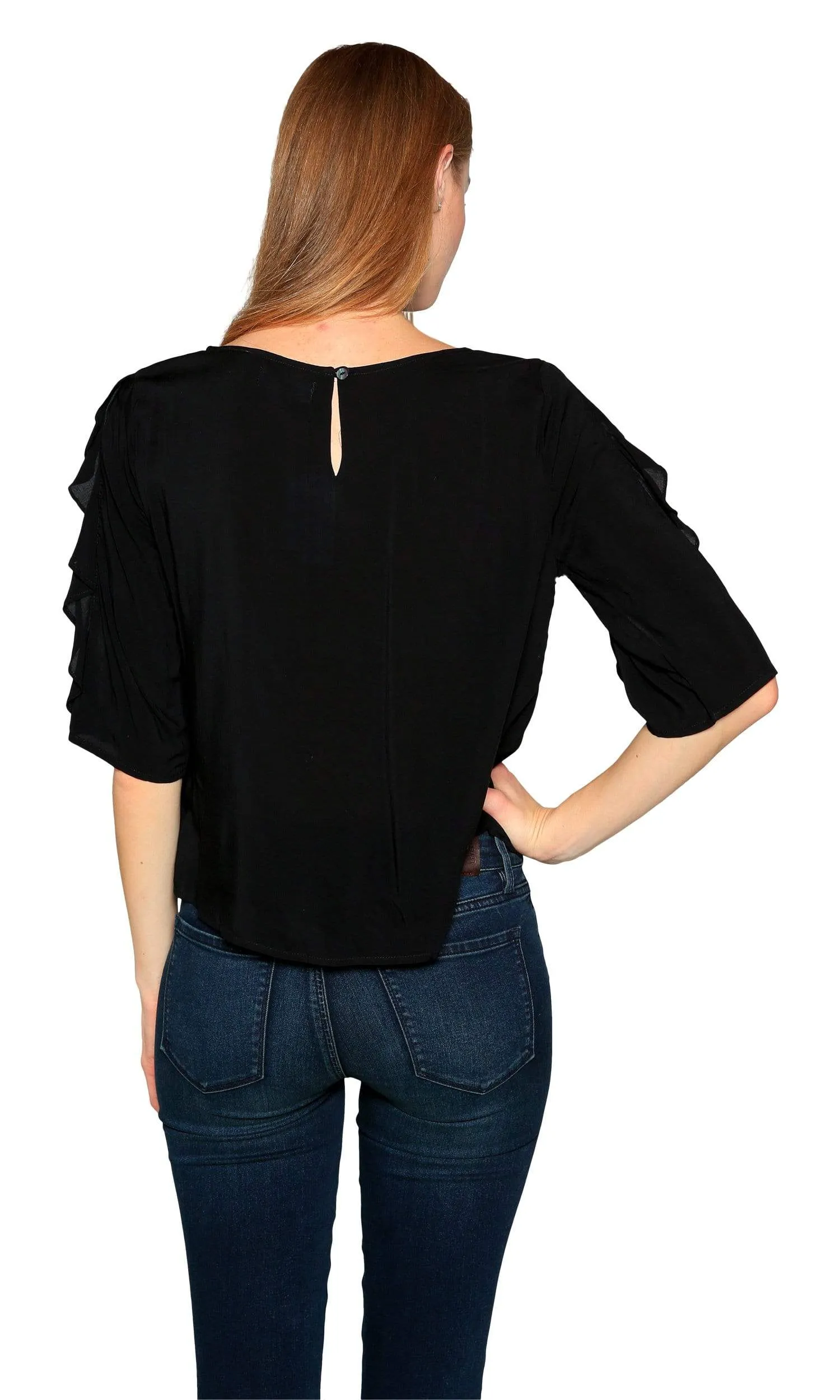 Velvet by Graham & Spencer Wrenley Lace Sleeve Challis Top