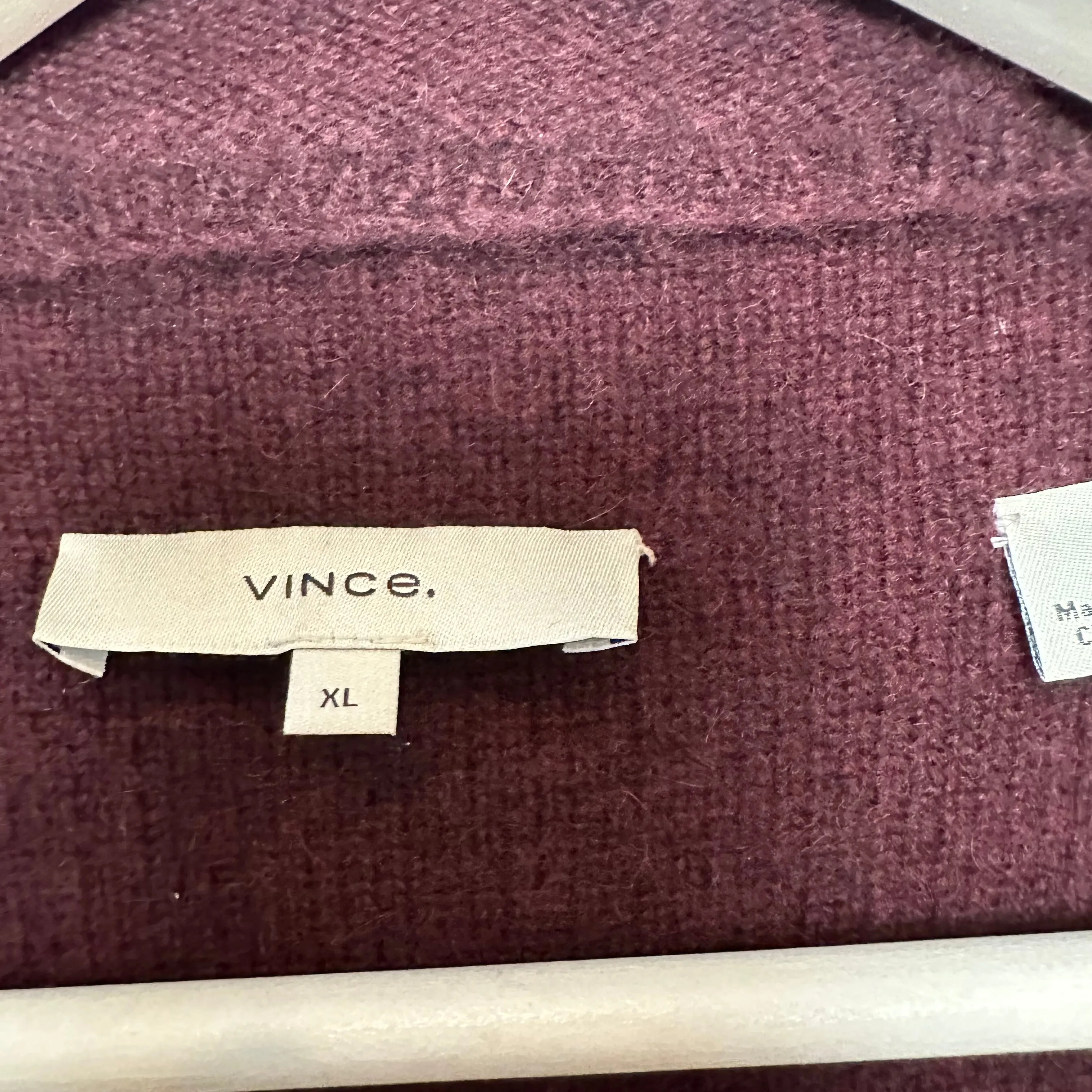 Vince Plush Cashmere Funnel Neck Sweater Maroon Pullover Long Sleeve XL