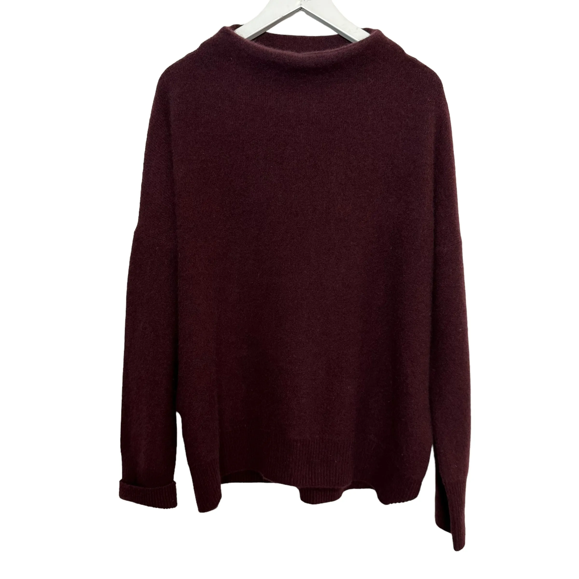 Vince Plush Cashmere Funnel Neck Sweater Maroon Pullover Long Sleeve XL