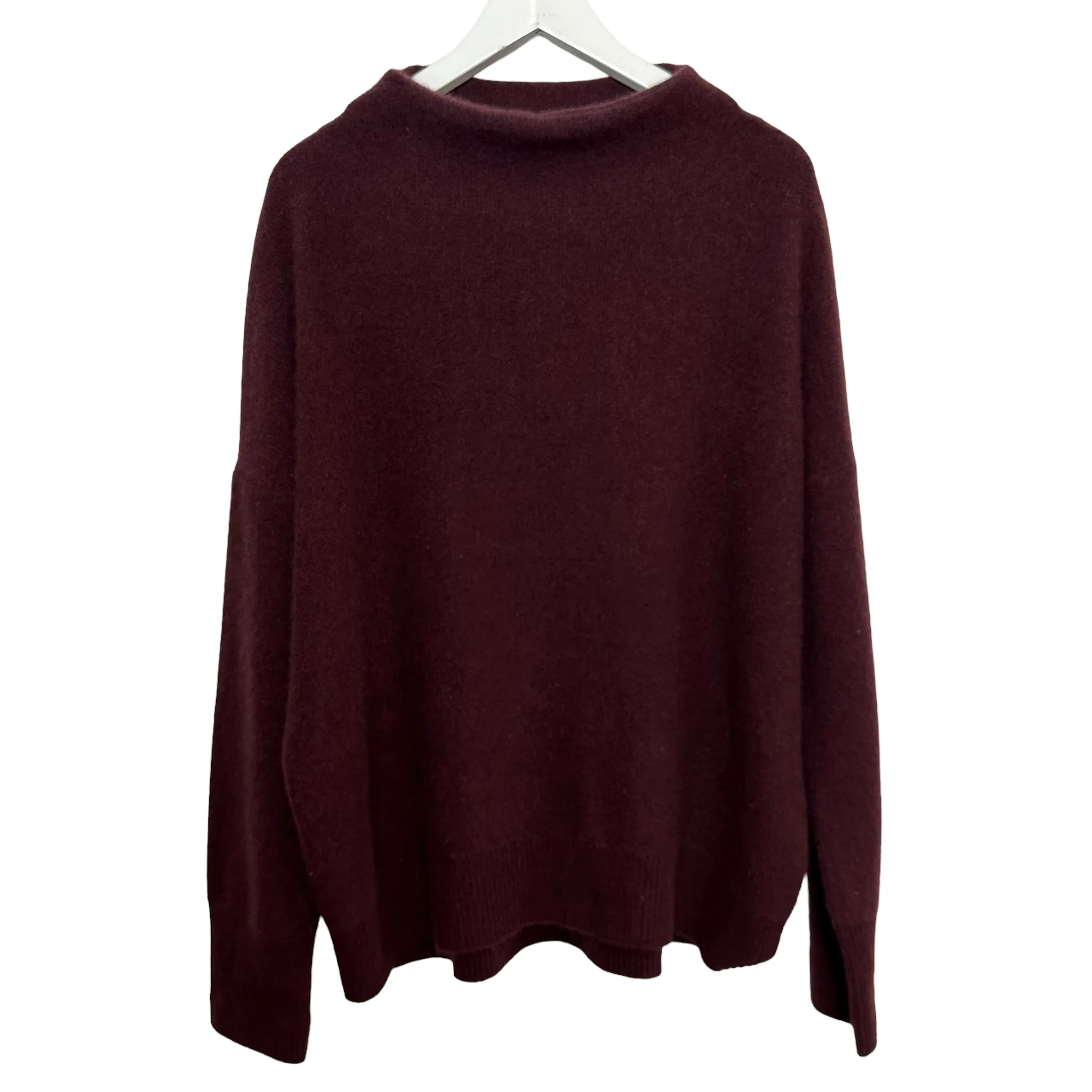 Vince Plush Cashmere Funnel Neck Sweater Maroon Pullover Long Sleeve XL