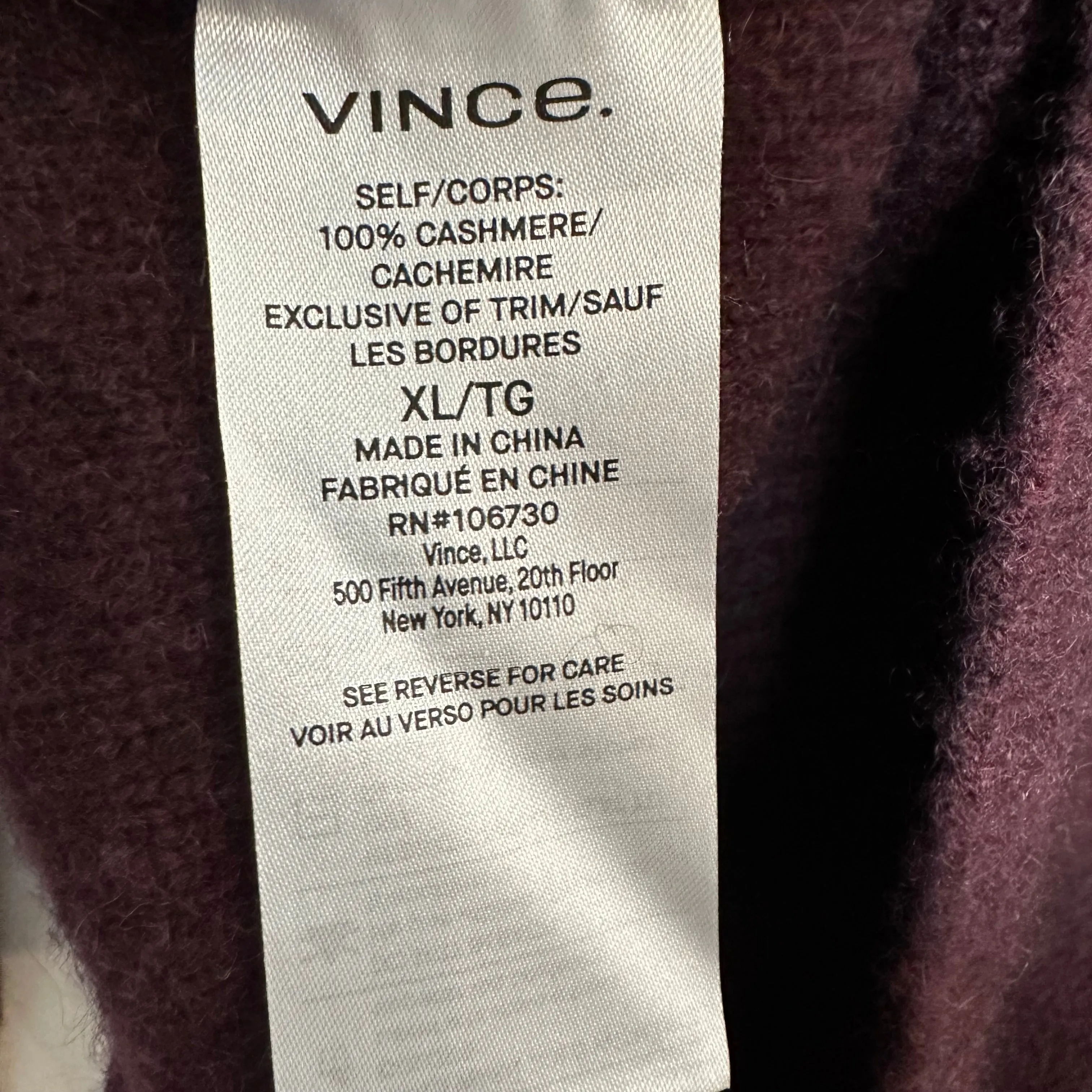 Vince Plush Cashmere Funnel Neck Sweater Maroon Pullover Long Sleeve XL