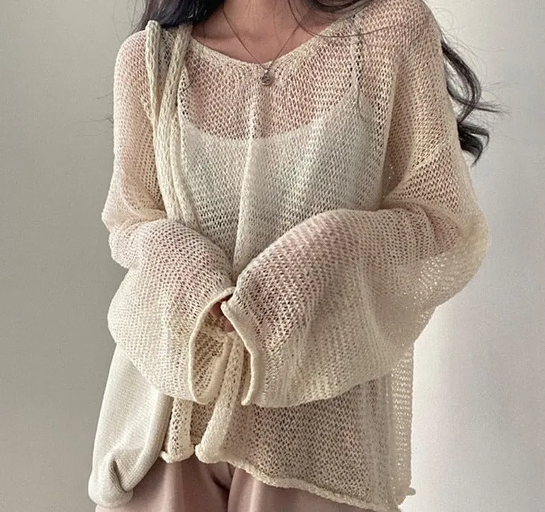 Wenkouban Lazy Style Full Sleeves Jumpers Tops Hollow Out Sexy Women Fashion Casual Streetwear Chic Femme Sweaters Pullovers