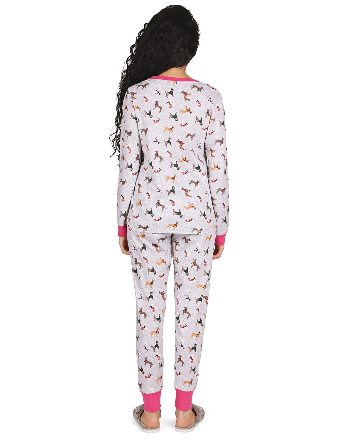 Women's Henley Dog Cotton Blend Pajama Set